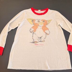 Gizmo Gremlins Vintage Long Sleeve Shirt - Cream and Red (1983 - Size S)